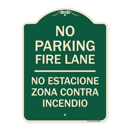 Signmission No Estacione Zona Contra Incendio Heavy-Gauge Aluminum Architectural Sign, 24" H, G-1824-23848 A-DES-G-1824-23848